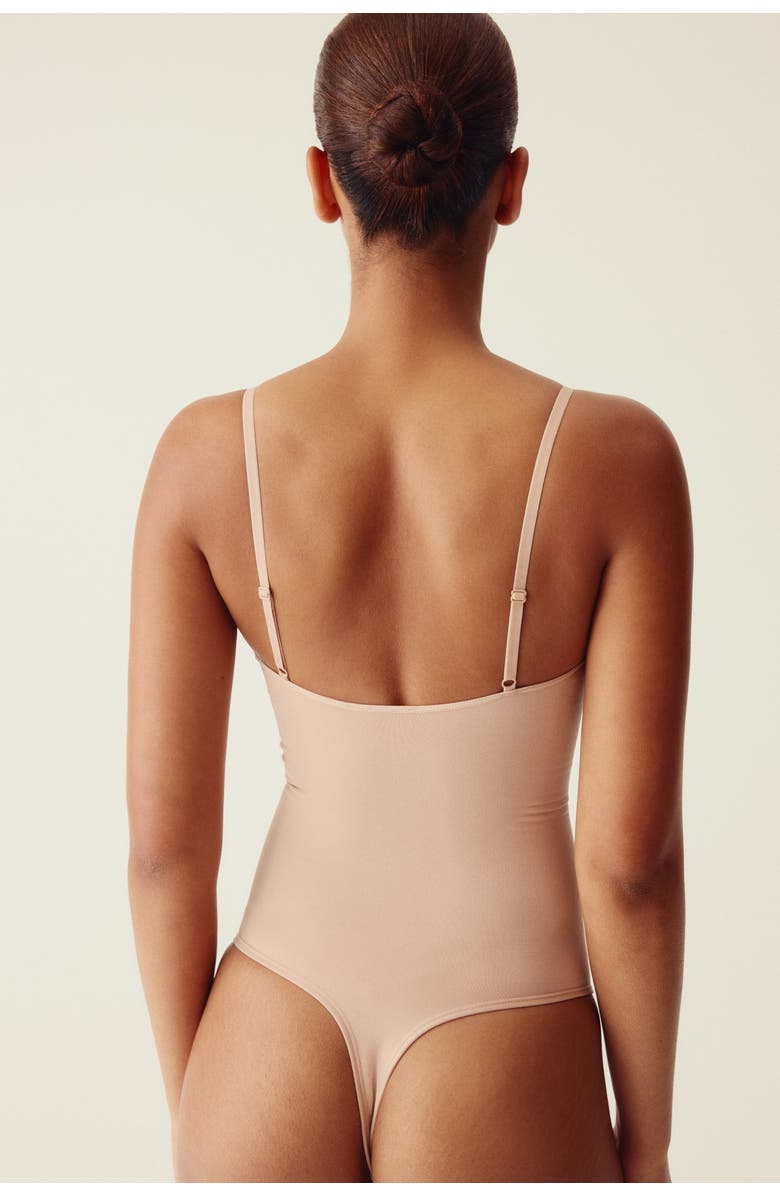 H&M Firm Shape Sculpting Thong Body, Alternate, color, Light Beige