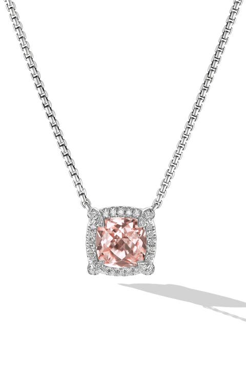 Petite Chatelaine Pavé Bezel Pendant Necklace in Sterling Silver