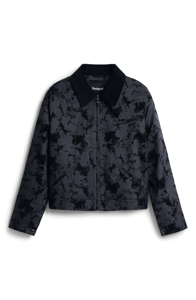 Desigual Short Flocked Trucker Jacket, Alternate, color, Dark Gray