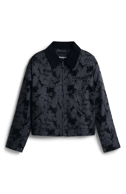 Desigual Short Flocked Trucker Jacket In Green