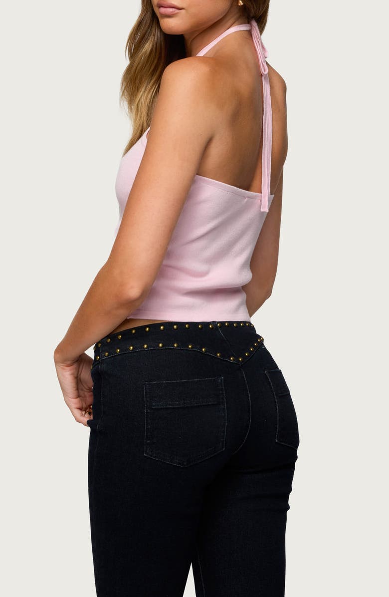 EDIKTED Hollis Crop Cotton Blend Halter Top, Alternate, color, Light-Pink