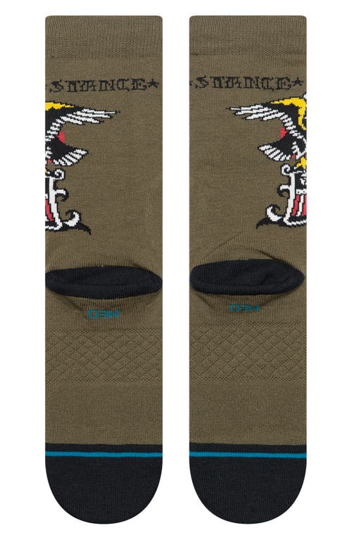 Stance Eagle Cotton Blend Crew Socks In Green