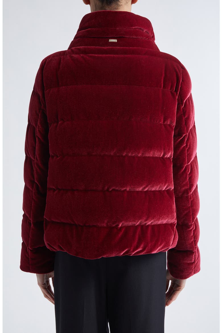 Stretch Velvet Down Puffer Jacket, Alternate, color, BURGANDY