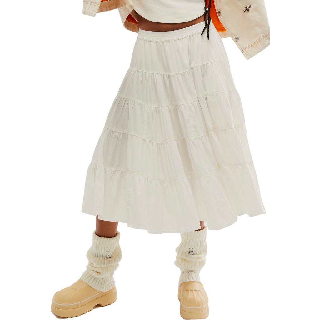 Free People Full Swing Tiered Cotton Blend Midi Skirt