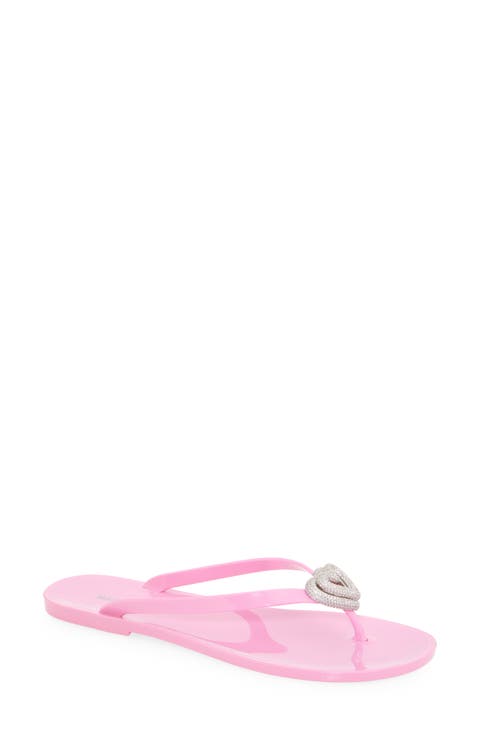 Double Crystal Heart Flip Flop (Women)