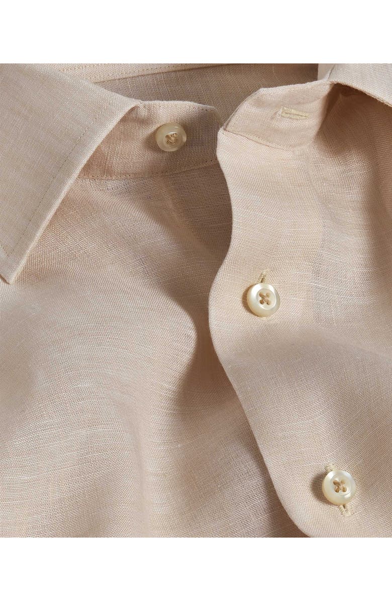 David Donahue Trim Fit Linen Dress Shirt, Alternate, color, 