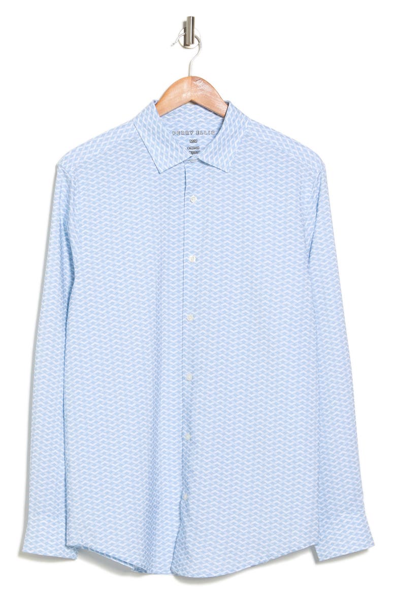 Slim Fit Geo Print Dress Shirt, Alternate, color, CELESTIAL BLUE