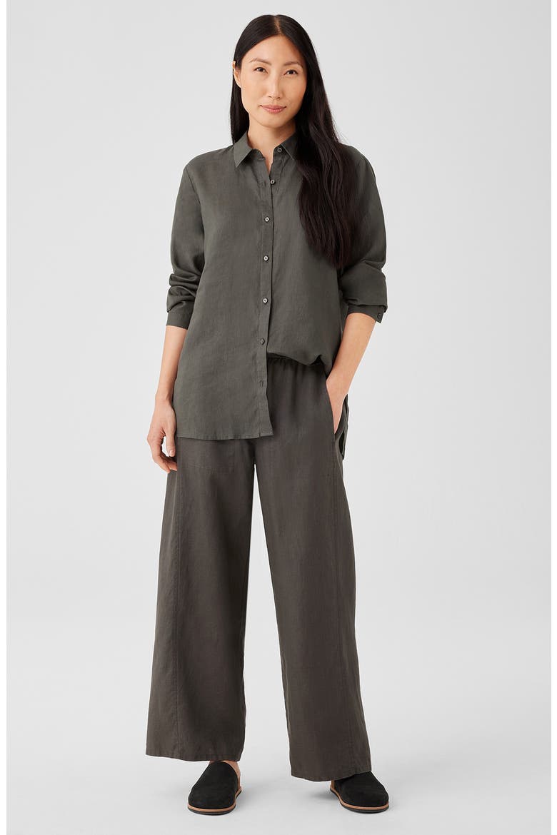 Wide Leg Organic Linen Ankle Pants, Alternate, color, GROVE