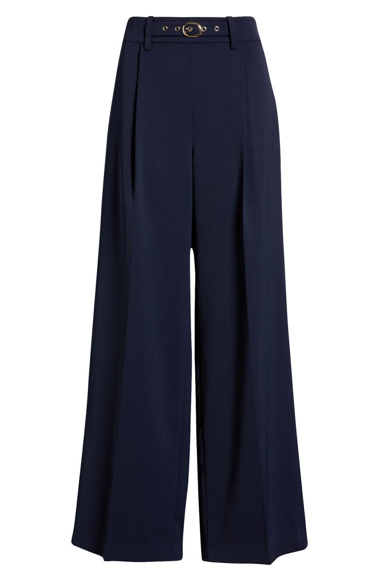 Elie Tahari The Oakley Belt Detail High Waist Wide Leg Twill Pants, Alternate, color, 