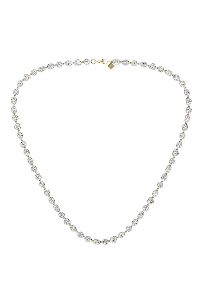 Georgian Lab Grown Diamond Tennis Necklace, Alternate, color, 18K YELLOW/ BLACKENED GOLD