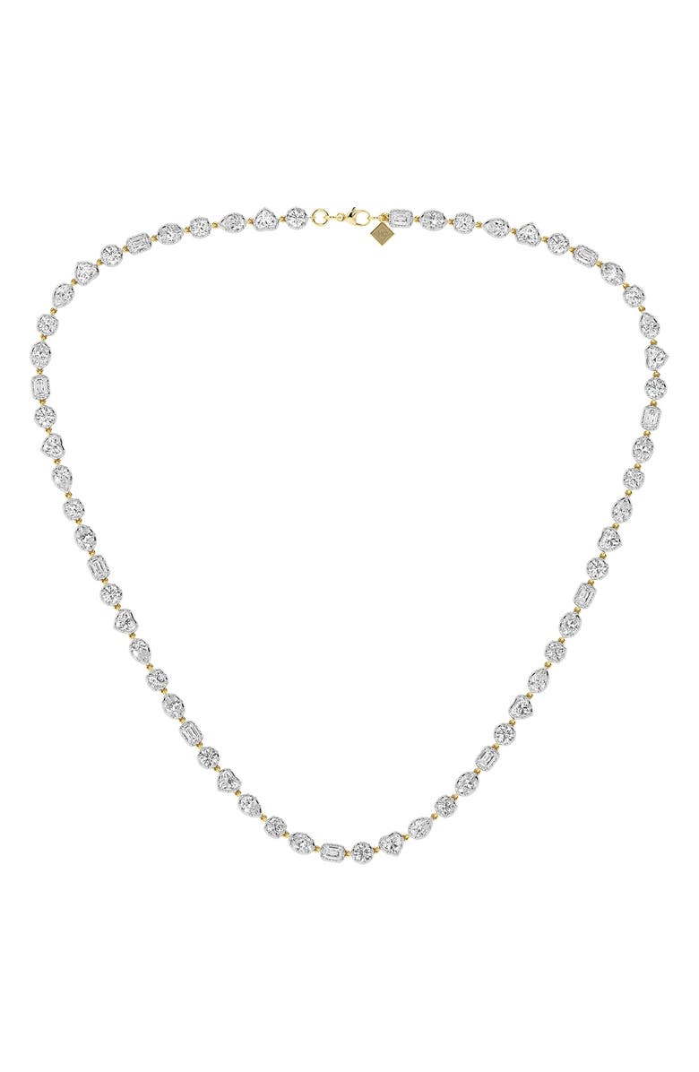HauteCarat Georgian Lab Grown Diamond Tennis Necklace, Alternate, color, 18K Yellow/ Blackened Gold