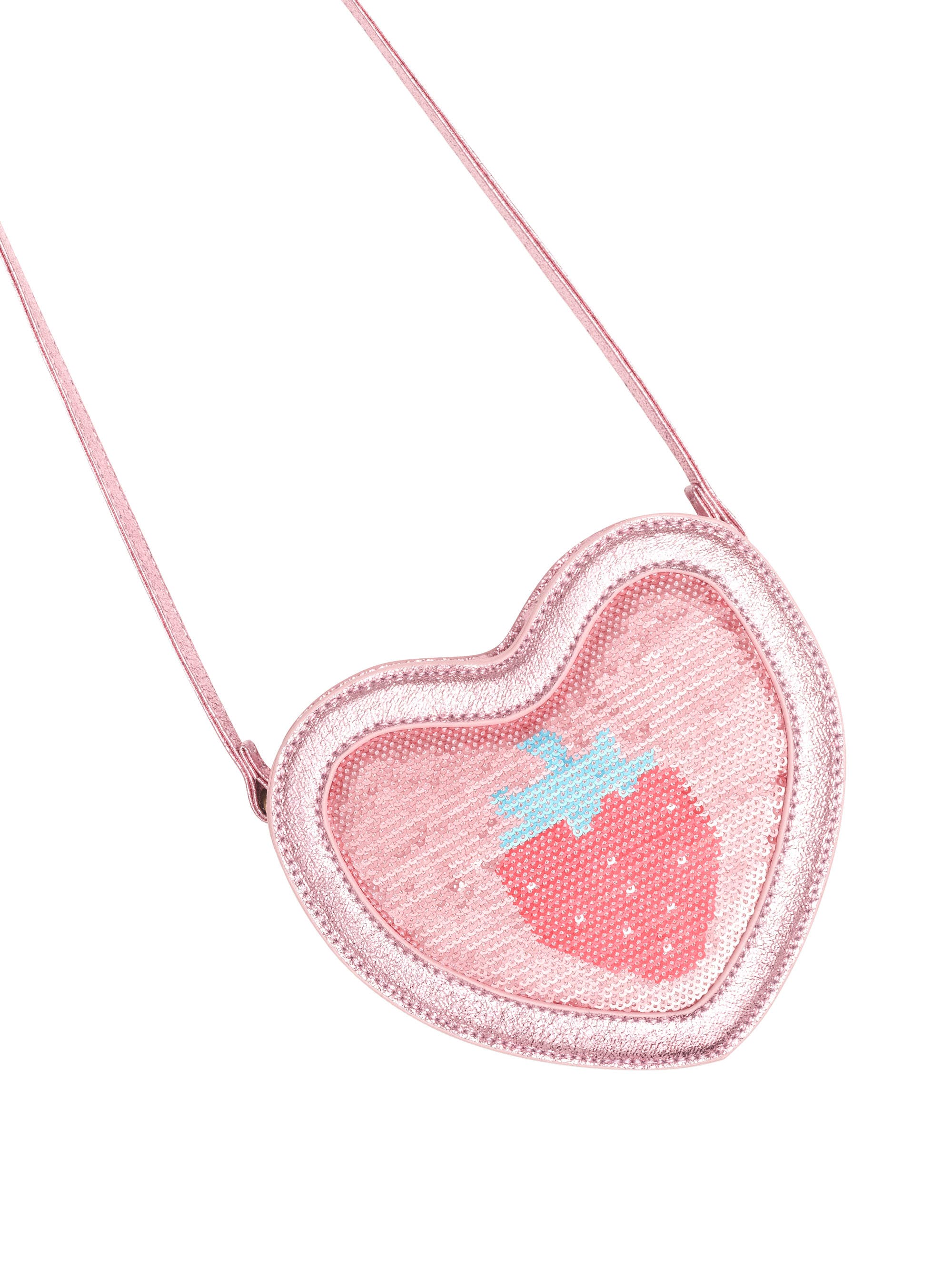 Strawberry Sequin Heart Bag, Alternate, color, Strawberry Metallic