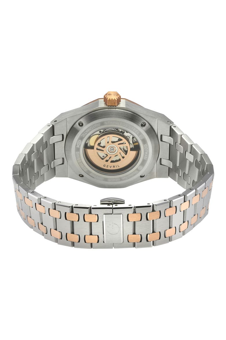 Gotham Automatic Bracelet Watch, 41mm, Alternate, color, SILVER/ ROSE GOLD