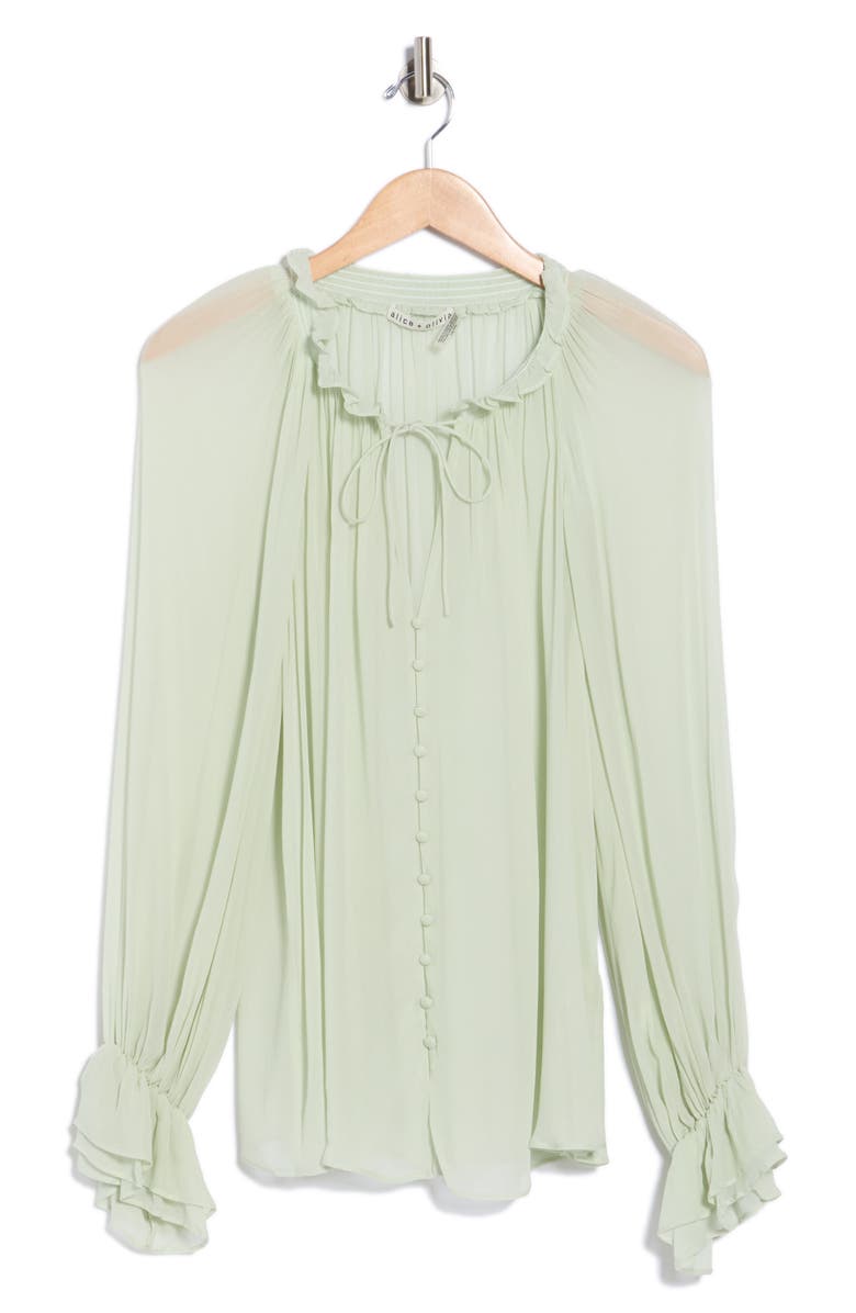 Alice + Olivia Josephine Tie Neck Top, Main, color, Green Tea
