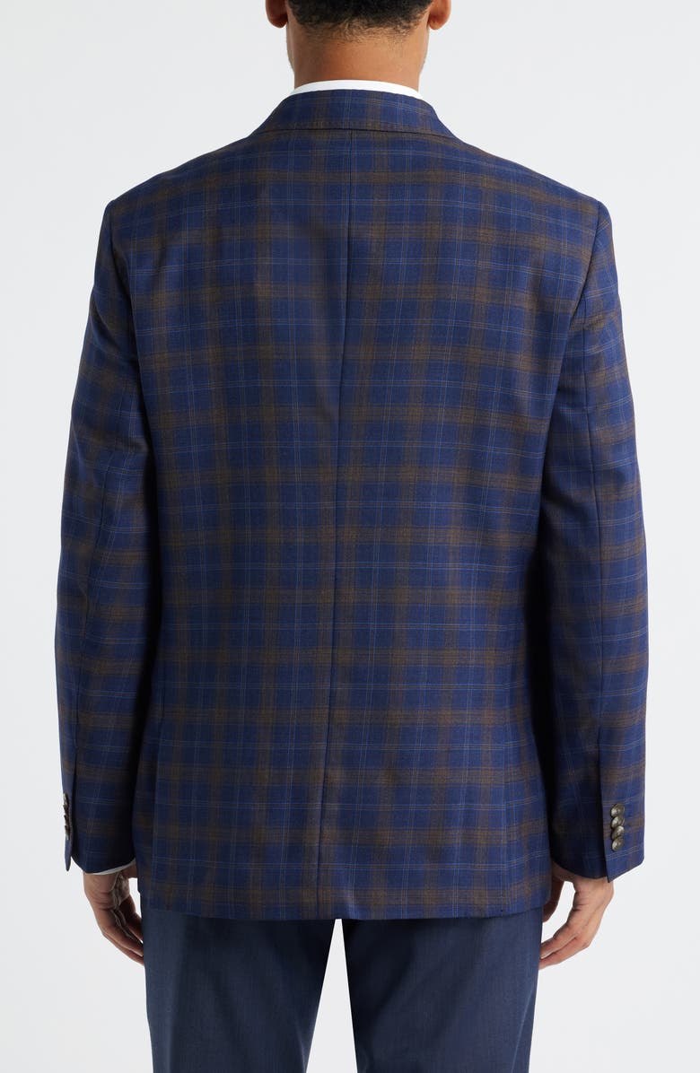 Johnston & Murphy Navy & Gold Plaid Wool Sport Coat, Alternate, color, Navy Plaid