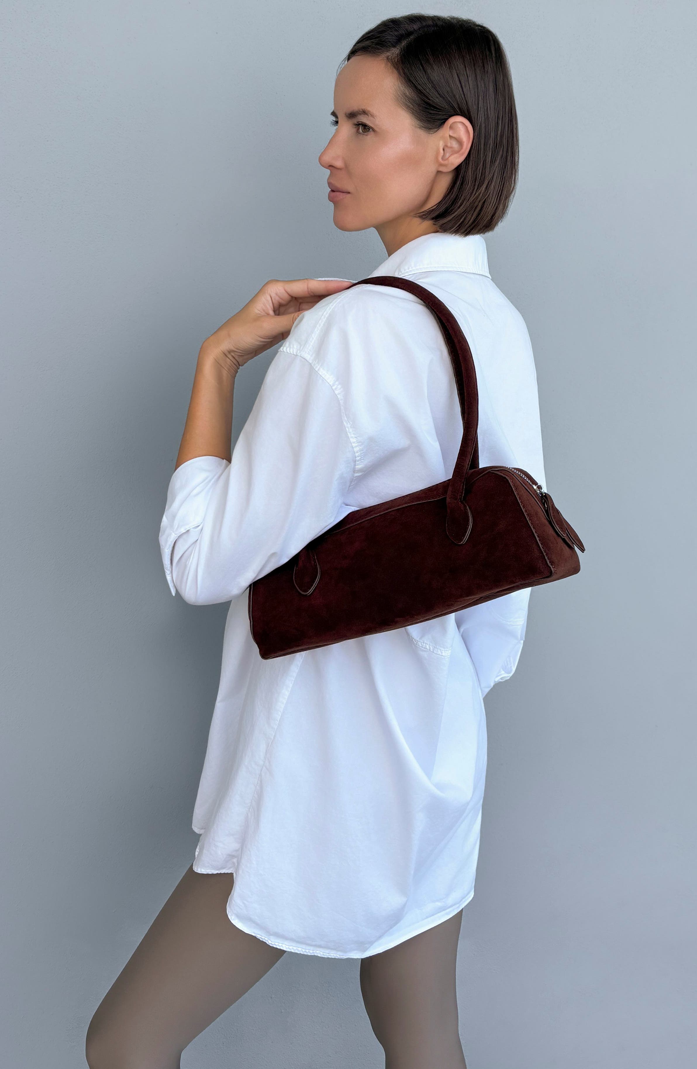 Skinny Shoulder Bag, Alternate, color, BROWN