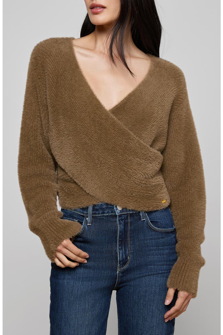 Antonella Surplice Neck Sweater, Main, color, DRIFTWOOD