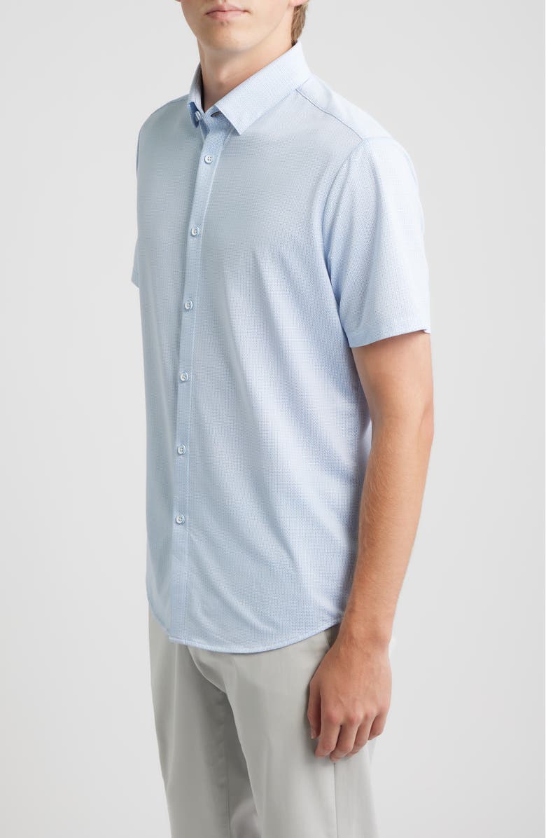 Mizzen+Main Halyard Trim Fit Short Sleeve Performance Button-Up Shirt, Alternate, color, White Grid Dot