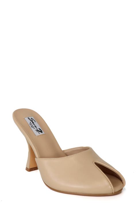 Azure Faux Leather Peep Toe Sandal