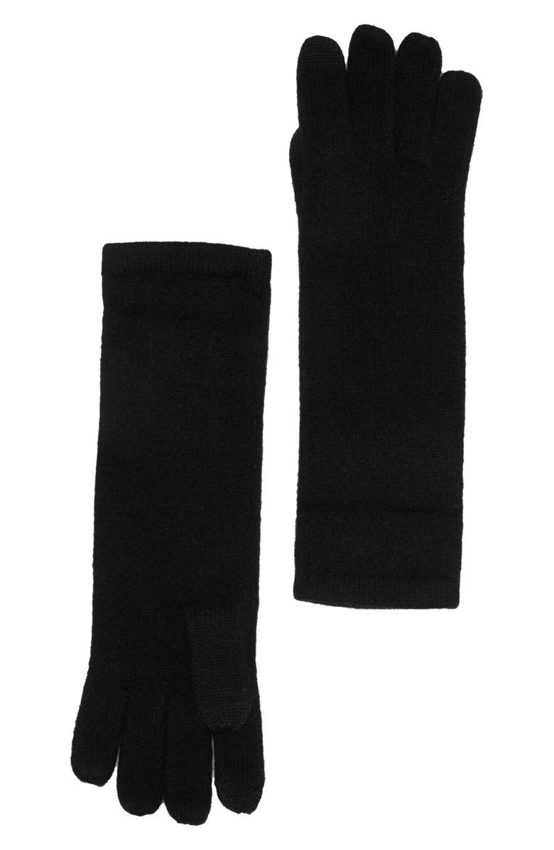 Sofia Cashmere Screen Knit Cashmere Gloves, Main, color, Black