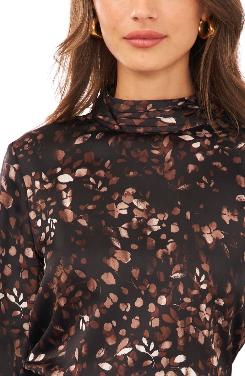 Halogen<sup>®</sup> Floral Bell Cuff Mock Neck Blouse, Alternate, color, 