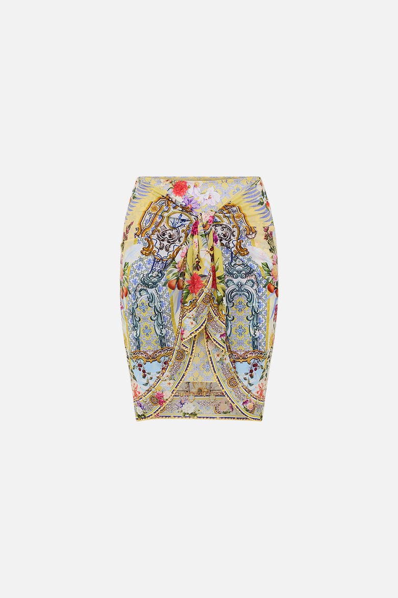 Layered Short Sarong With Tie Front Flor Fantastica, Alternate, color, Flor Fantastica