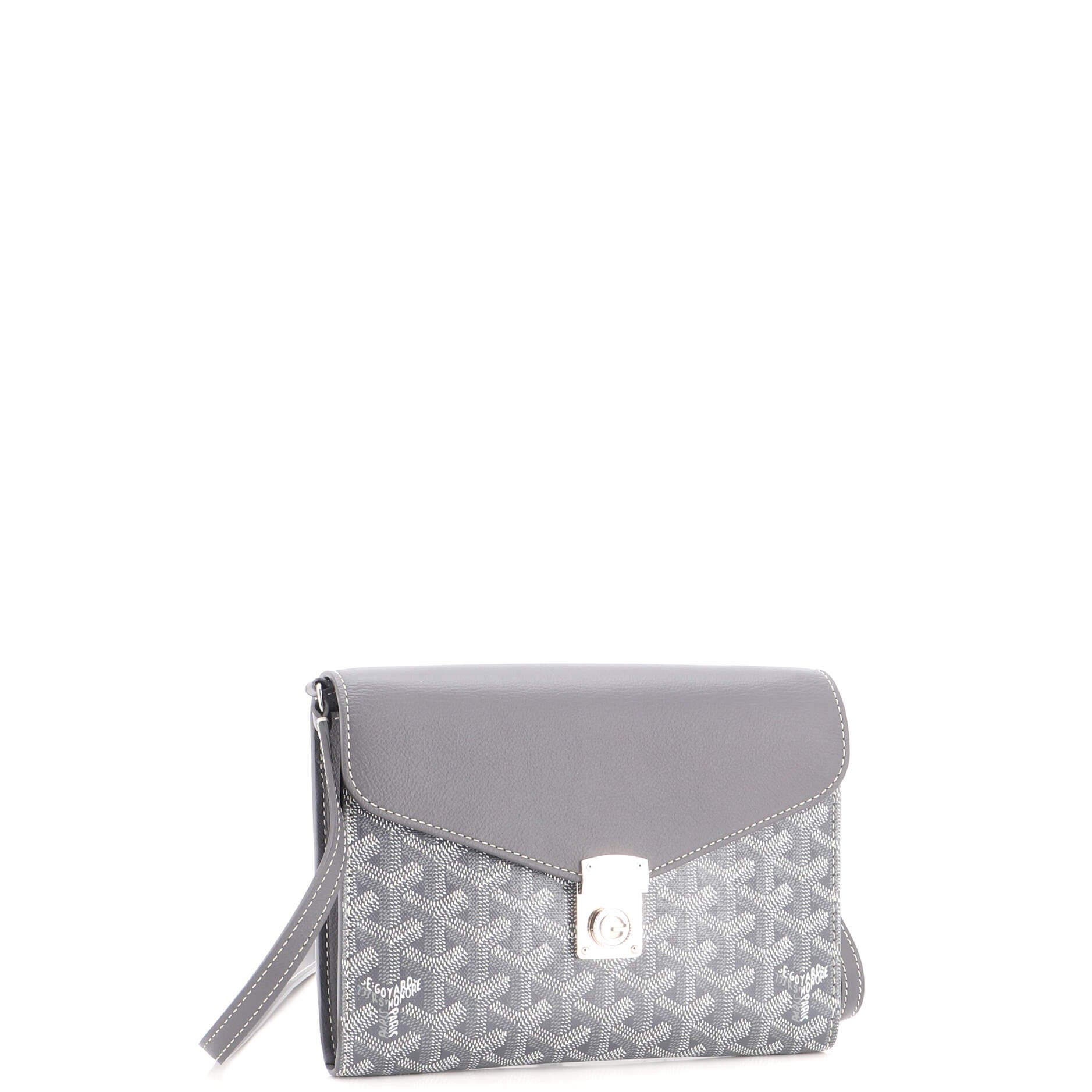 Chypre Wallet on Strap Coated Canvas with Leather, Alternate, color, Grey