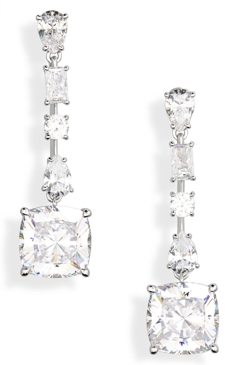 Nadri Rockstars Cubic Zirconia Drop Earrings, Main, color, Rhodium