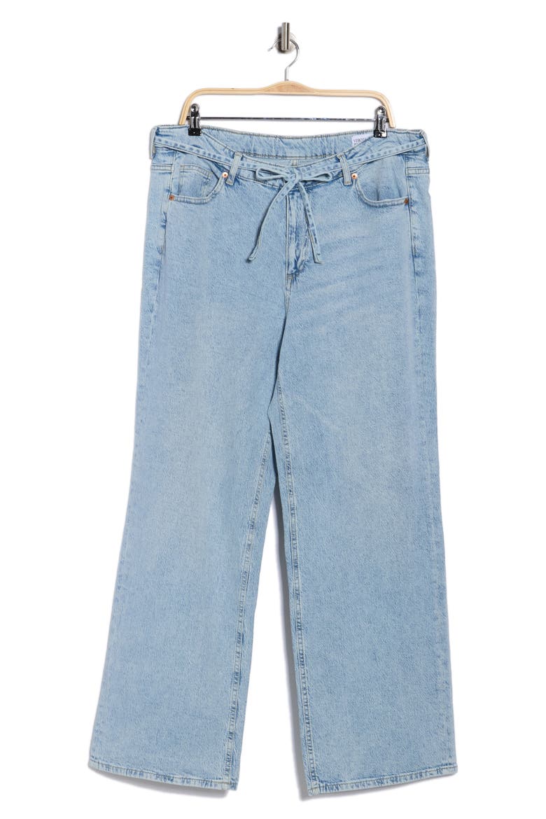 Wide Leg Belted Jeans, Alternate, color, LIGHT BLUE DENIM