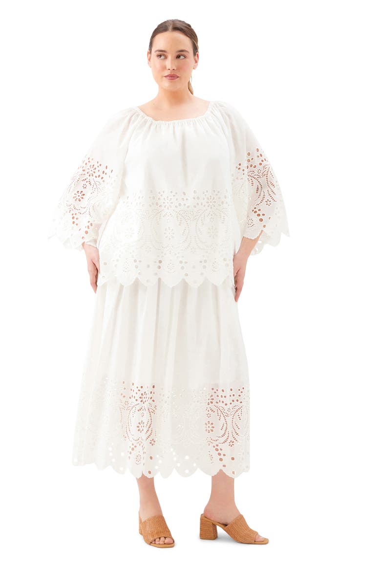 Eyelet Embroidered Peasant Top, Alternate, color, OFF WHITE