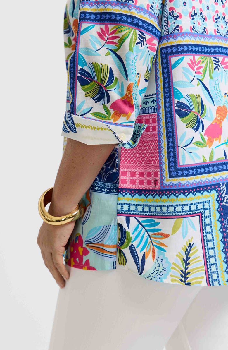 Foxcroft Julia Print Popover Shirt, Alternate, color, Blue Multi