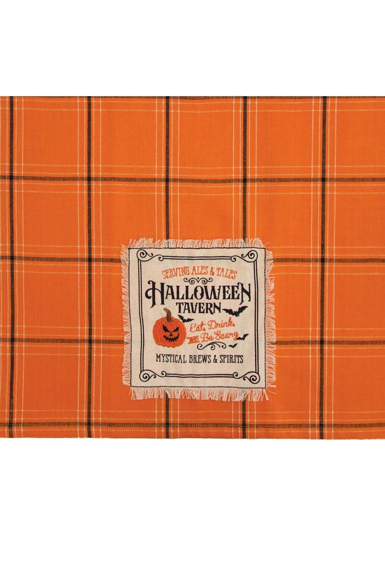 Halloween Tavern Plaid Vintage Inspired 100% Cotton Woven Dishtowel, Alternate, color, Orange