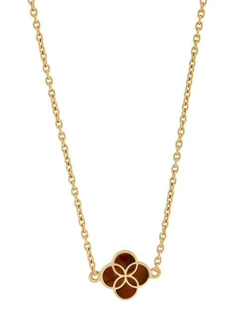 Jan Leslie Sterling With 18k Gold Overlay And Gemstones Single Petal Station Necklace In Brown