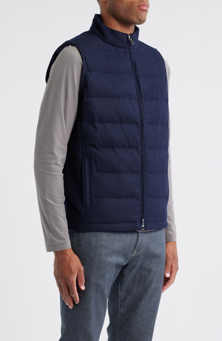 Peter Millar Davos Quilted Wool Flannel Vest, Alternate, color, Navy