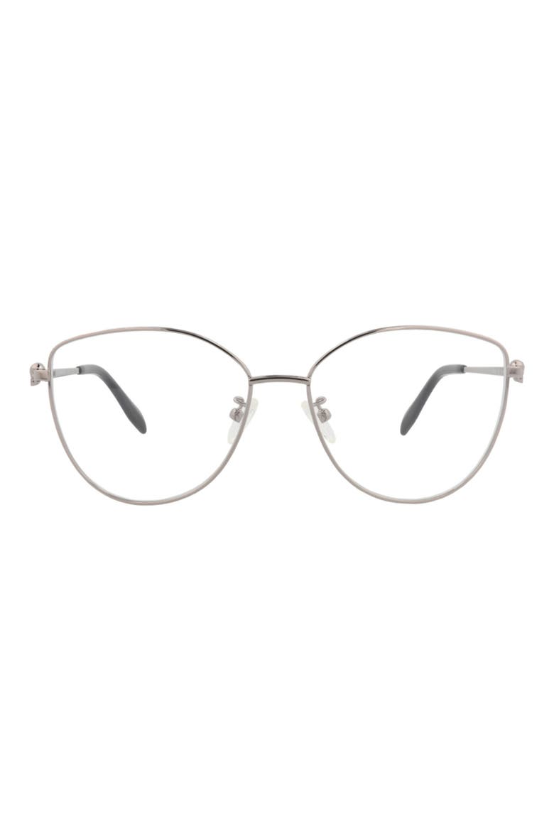57mm Cat Eye Reading Glasses, Main, color, RUTHENIUM TRANSPARENT