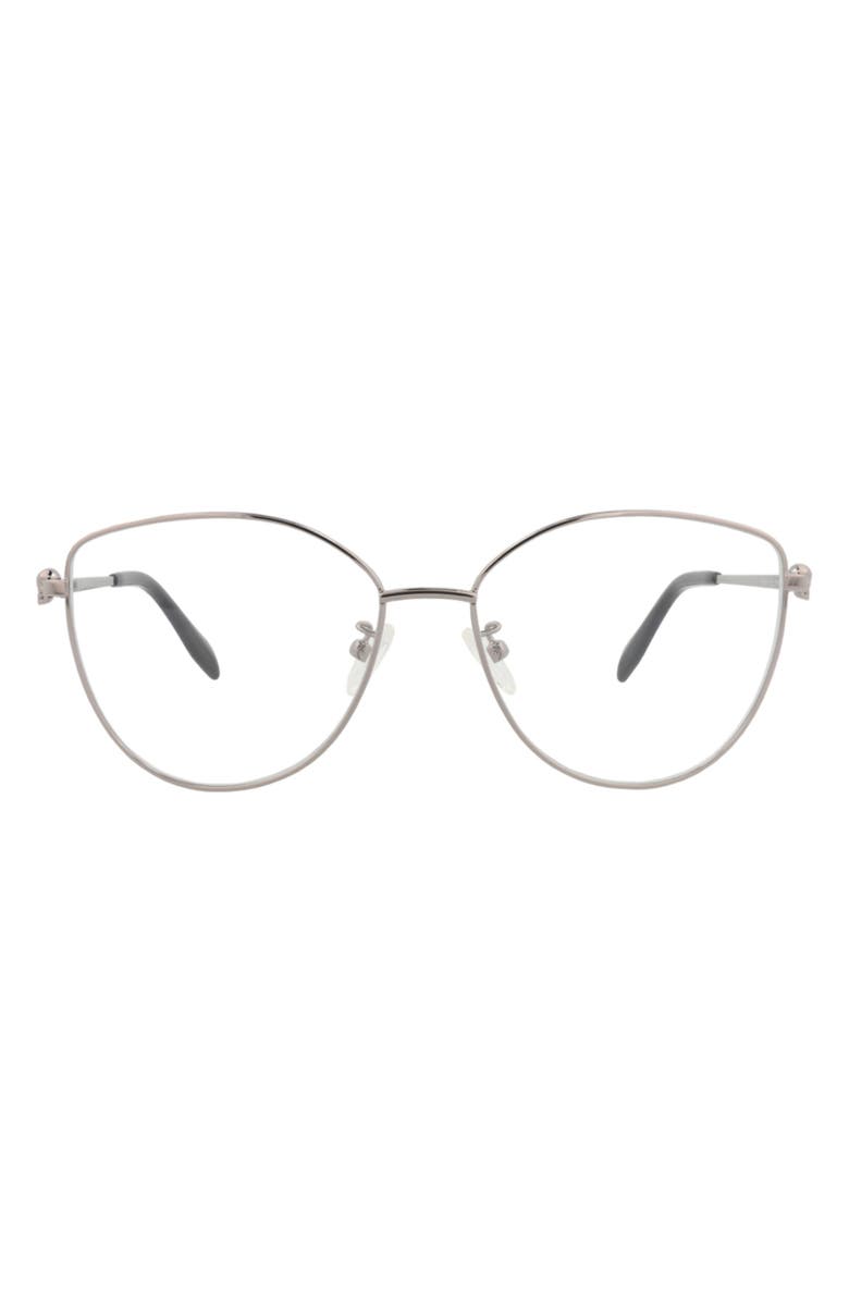 McQueen 57mm Cat Eye Reading Glasses, Main, color, Ruthenium Transparent