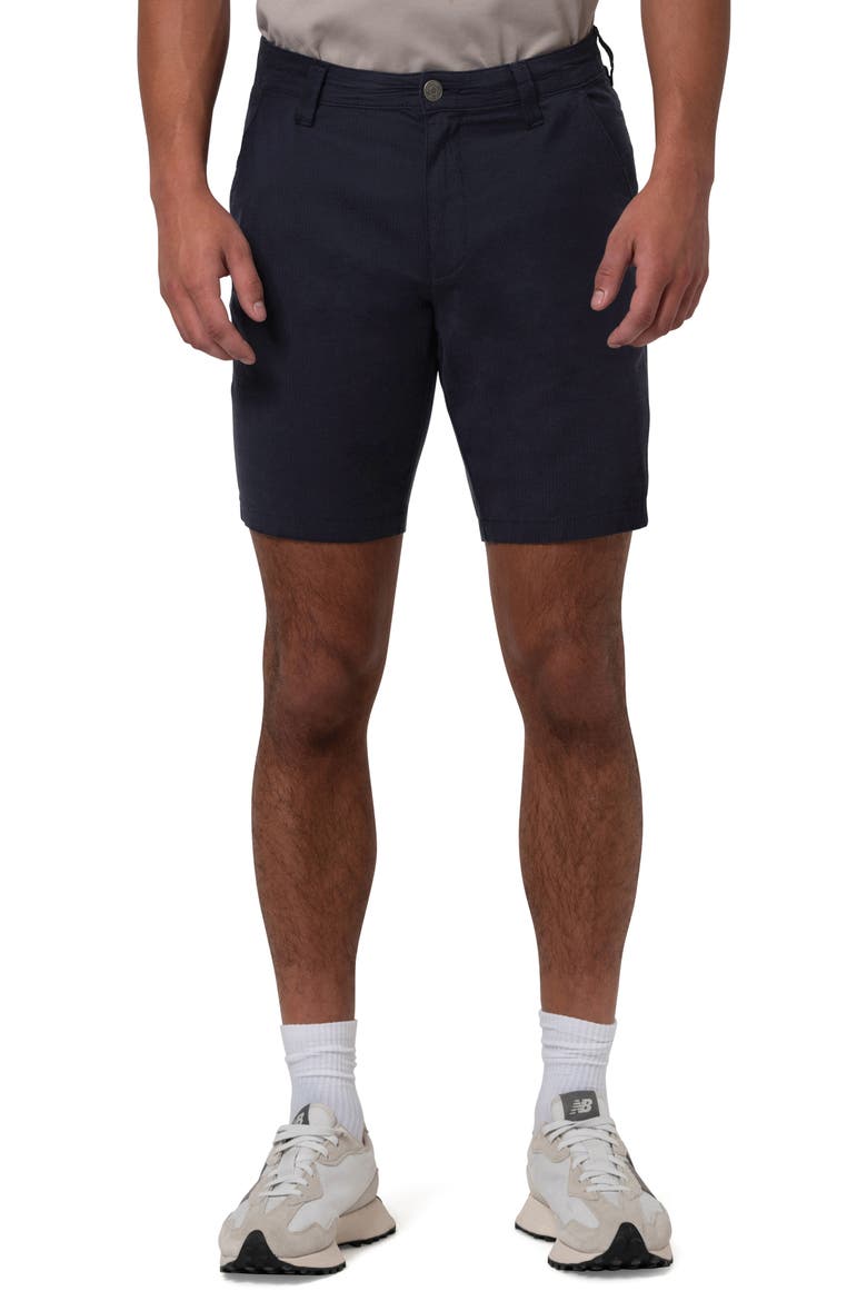 Noah Flat Front Seersucker Shorts, Main, color, NAVY SEERSUCKER