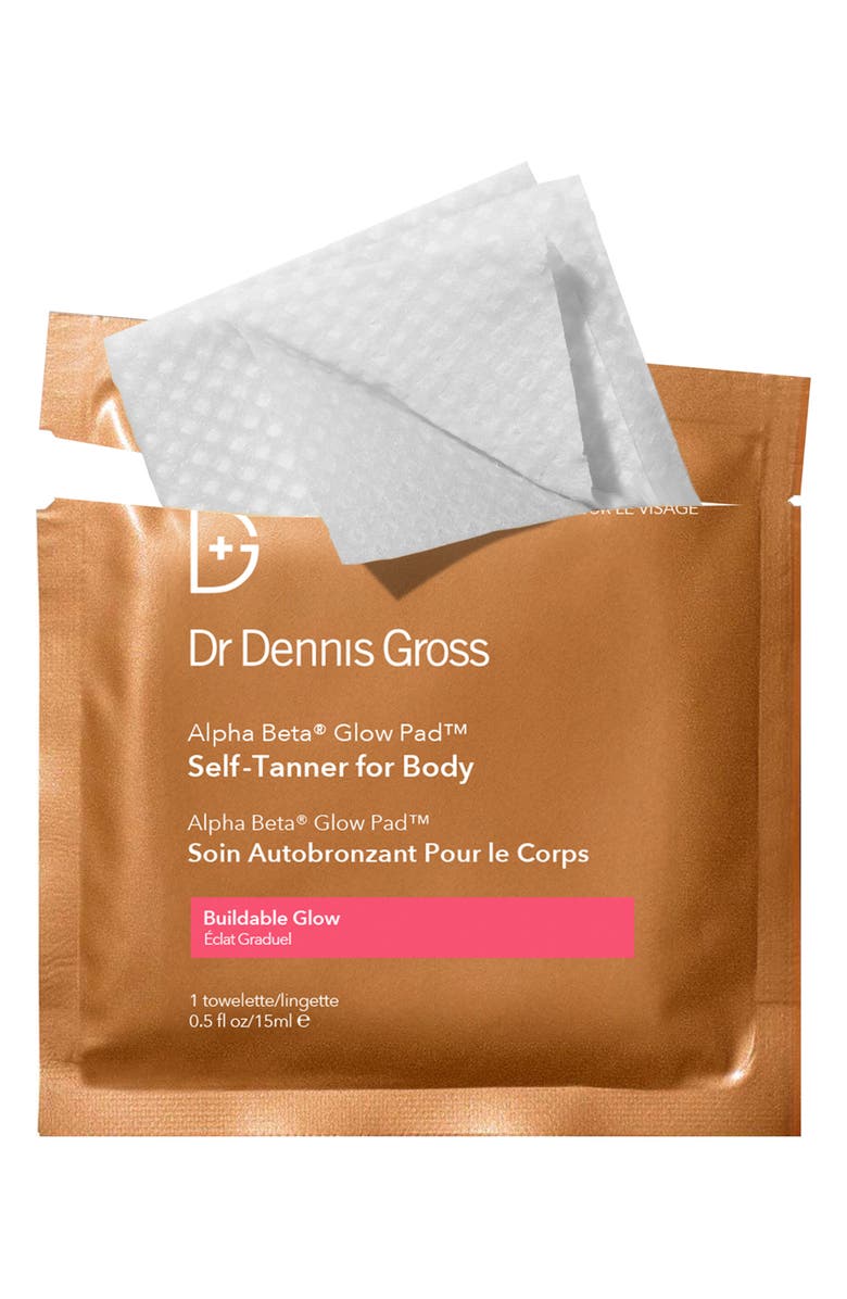 Dr. Dennis Gross Skincare 8-Pack Alpha Beta<sup>®</sup> Glow Pad<sup>™</sup> Self-Tanner For Body Buildable Glow, Alternate, color,