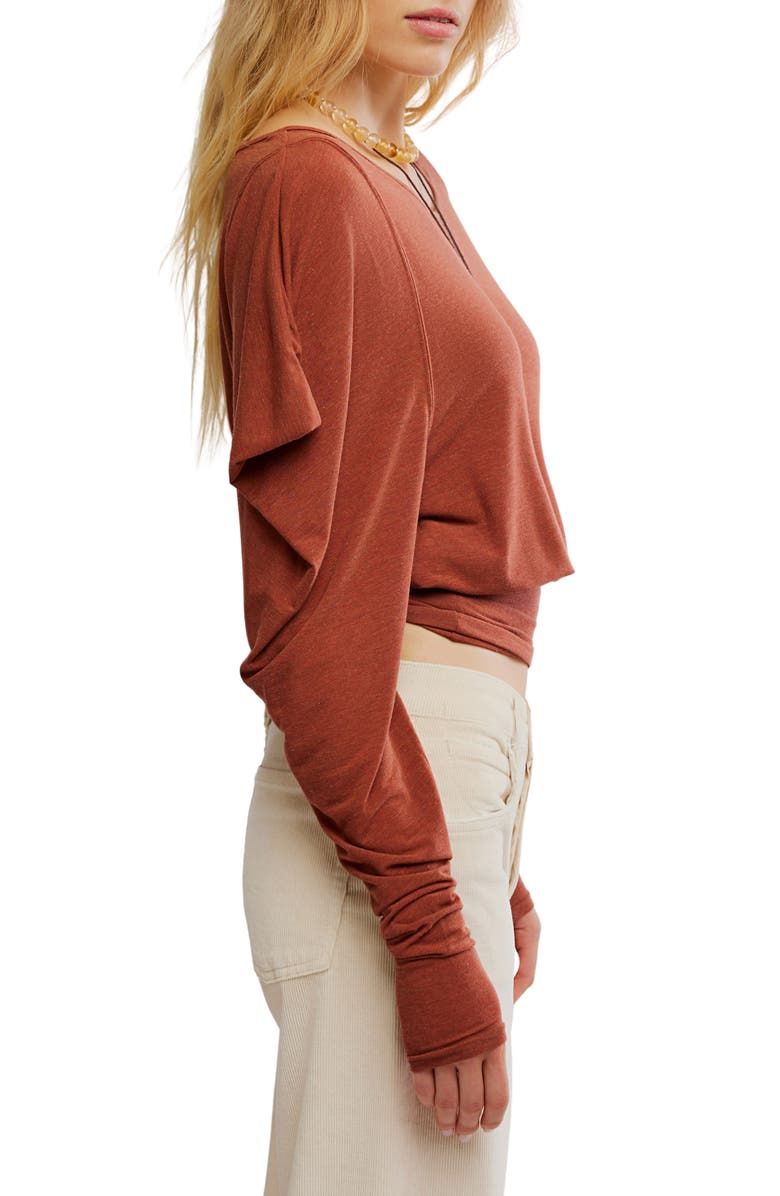 Free People Moxie Draped Jersey Top, Alternate, color, Brick Wall