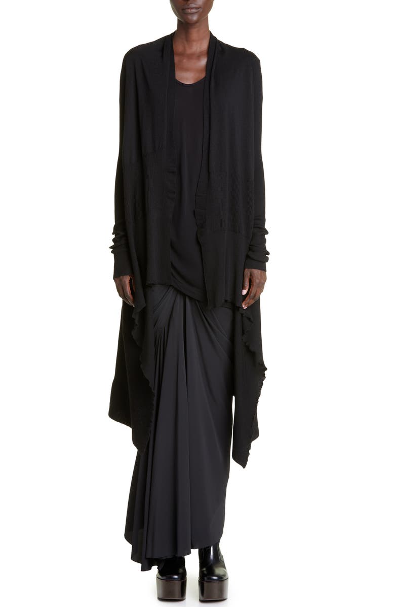 Rick Owens Women's Hiked Draped Asymmetric Jersey T-Shirt, Alternate, color, 