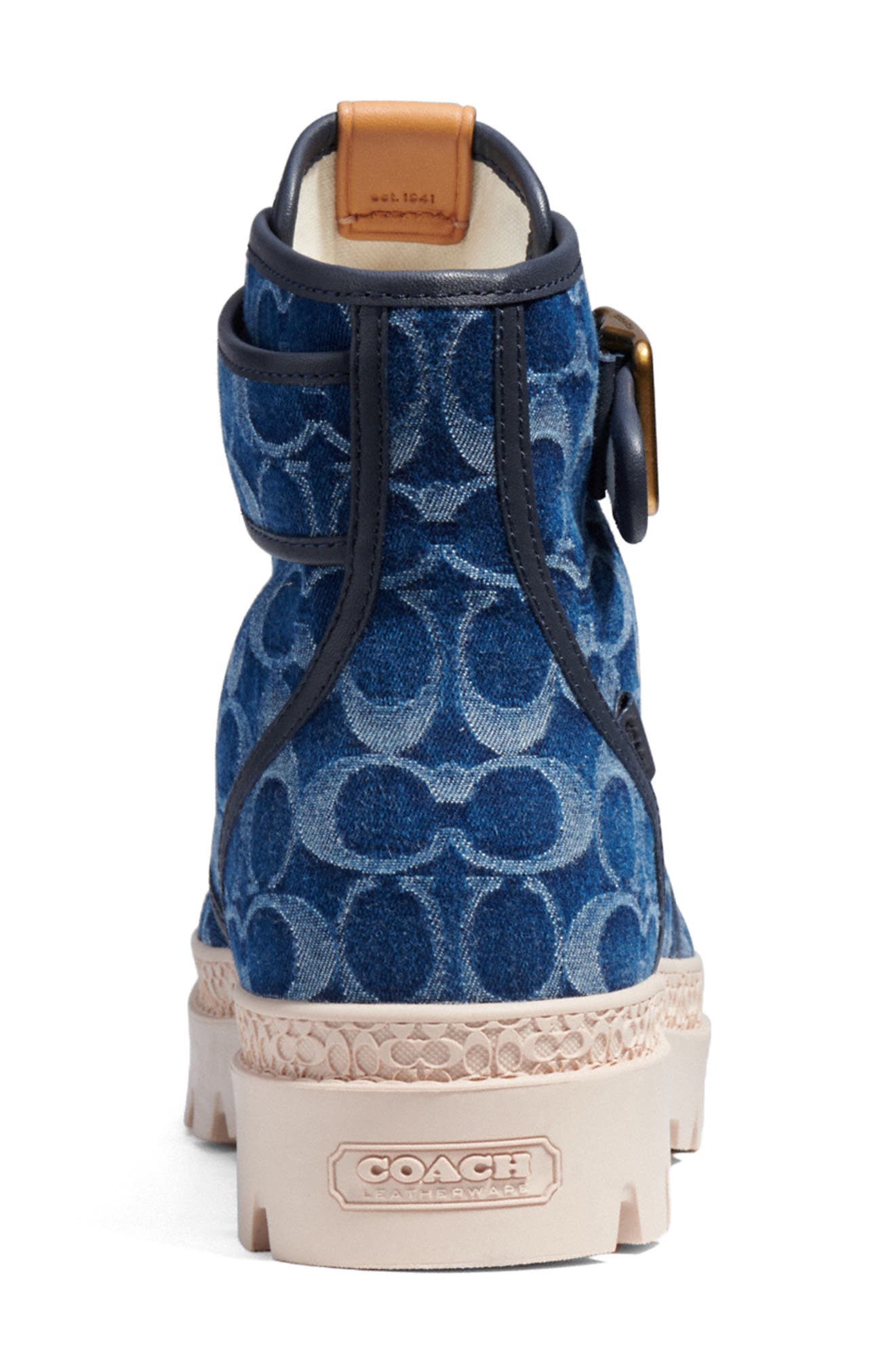 COACH Trooper Denim Combat Boot, Alternate, color, 