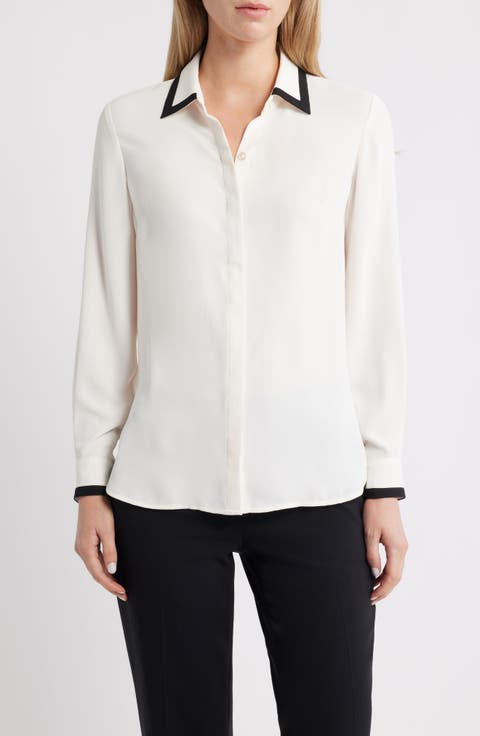 Anne Klein Contrast Trim Shirt