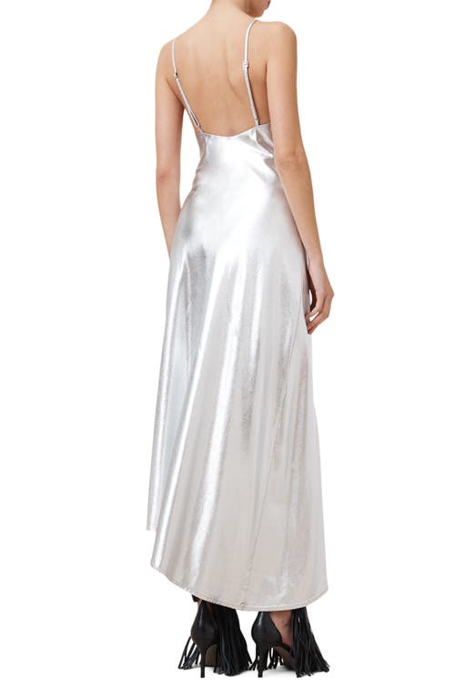 Allsaints Alexia V-neck Drawstring Midi Slip Dress In Silver