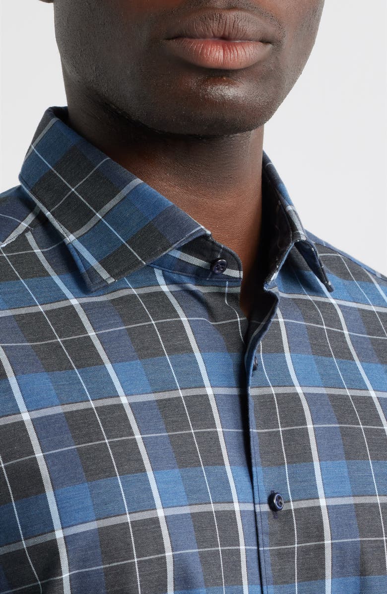 1863 by Eterna Modern Fit Plaid Non-Iron Cotton Twill Dress Shirt, Alternate, color, Dark Blue