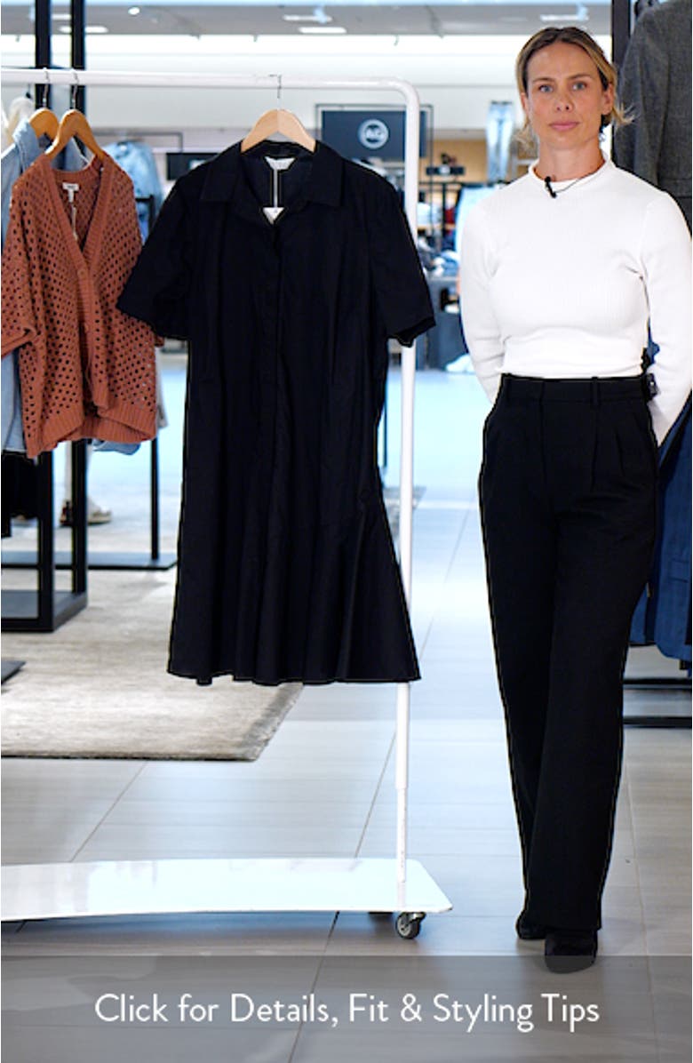 Obsidian Short Sleeve Polished Cotton Shirtdress, sales video thumbnail