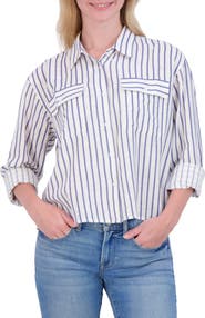 Lucky Brand Stripe Cropped Button-Up Shirt