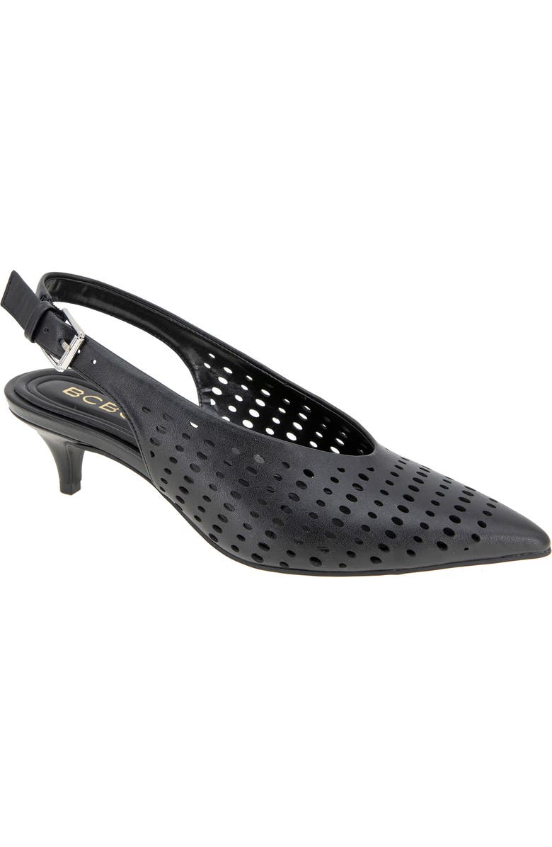 BCBG Pawnee Slingback Pointed Toe Kitten Heel Pump, Main, color, Black