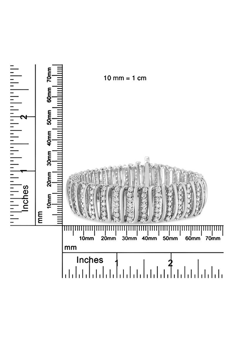 Silver 8 1/2 Ctw Diamond Chevron "S" Curved Link Tennis Bracelet, Alternate, color, White