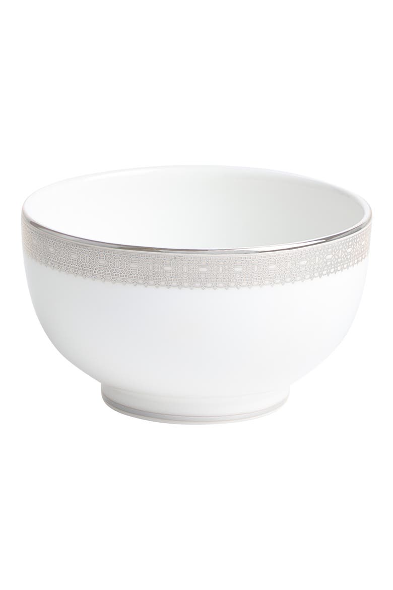 Lace Bone China Rice Bowl, Main, color, PLATINUM