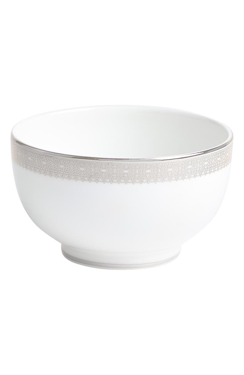 Vera Wang Lace Bone China Rice Bowl, Main, color, Platinum